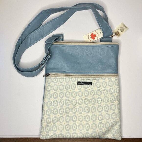 NWT Echos in the Attic Handmade Upcycled Crossbody Bag Blue Faux Leather Boho - Picture 8 of 8